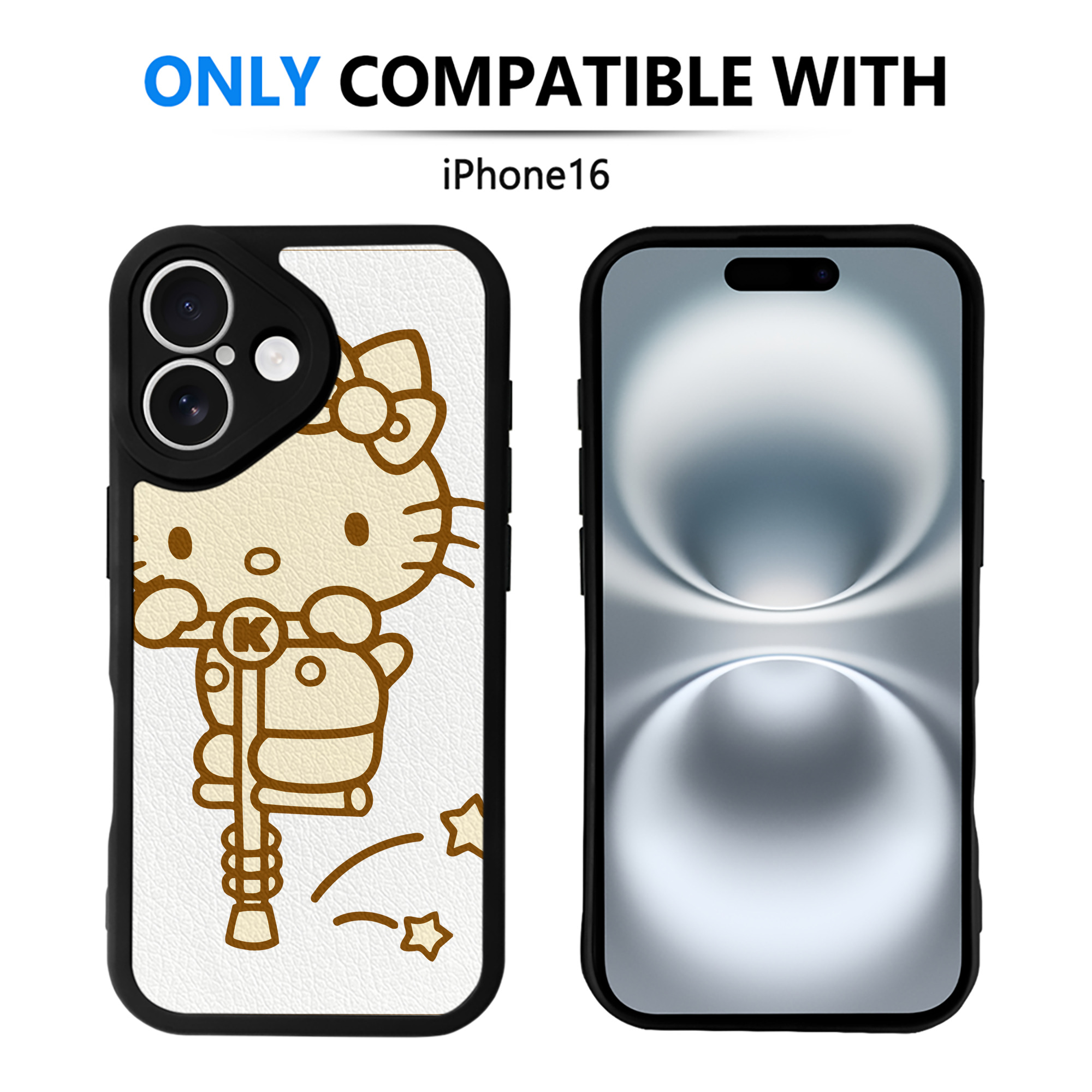 （画像用） Hello Kitty ハローキティ 【iPhone 16シリーズ対応】シリコンスマホケース（レザー調） 材質：シリコン